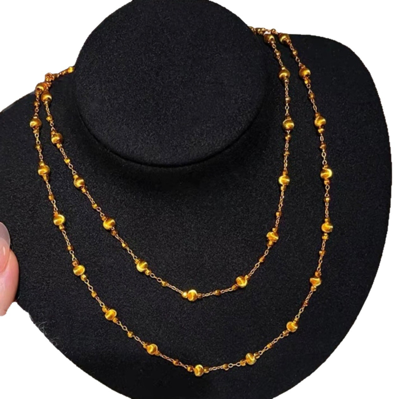 Colier din cupru, cu lanț tip ochi de pisică, electroplacare, stil Fresh and Sweet