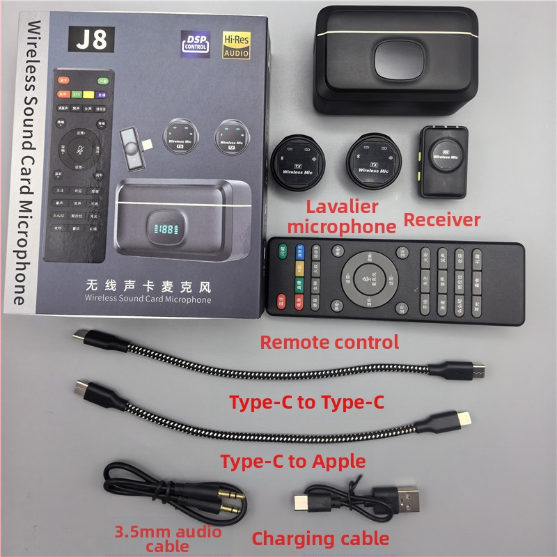 Bezdrôtový Lavalier mikrofónový systém pre kamery s obojsmerným prenosom, monitorovanie v reálnom čase a vstavaná zvuková karta (Bluetooth 5.0, 800-1000 mAh, 3-6 h, 20 Hz-20 kHz, SNR >= 70 dB)