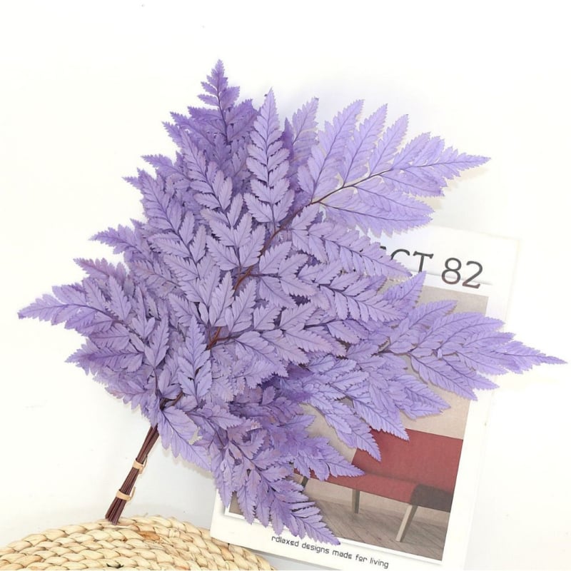 Džiovintos gėlės puokštė — amžinosios Alpine Goat Tooth Leaves, DIY floros medžiagos, vazos dekoras