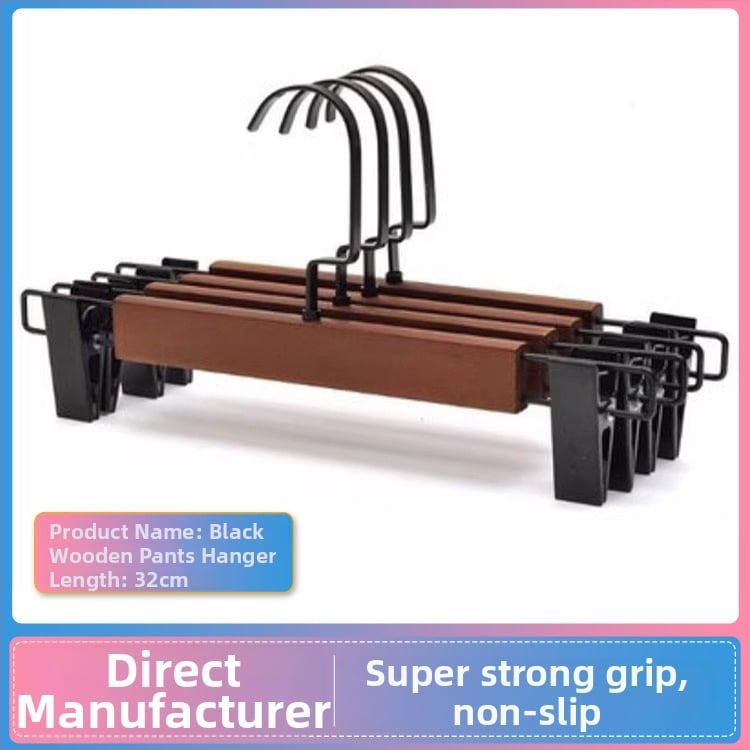 Kietas medienos kelnių laikiklis su klipais ir kaklaraiščių laikikliu — nepalieka žymių ant drabužių, prekė onlya, Kinų stilius, 1 vnt, Spausdintas logotipas, Nepriklausomas gamintojas