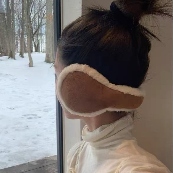 Плюшени защити за ушите за зимата — унисекс, корейски стил с обратно носене, монохромен модел, топлина, регулируем сгъваем дизайн