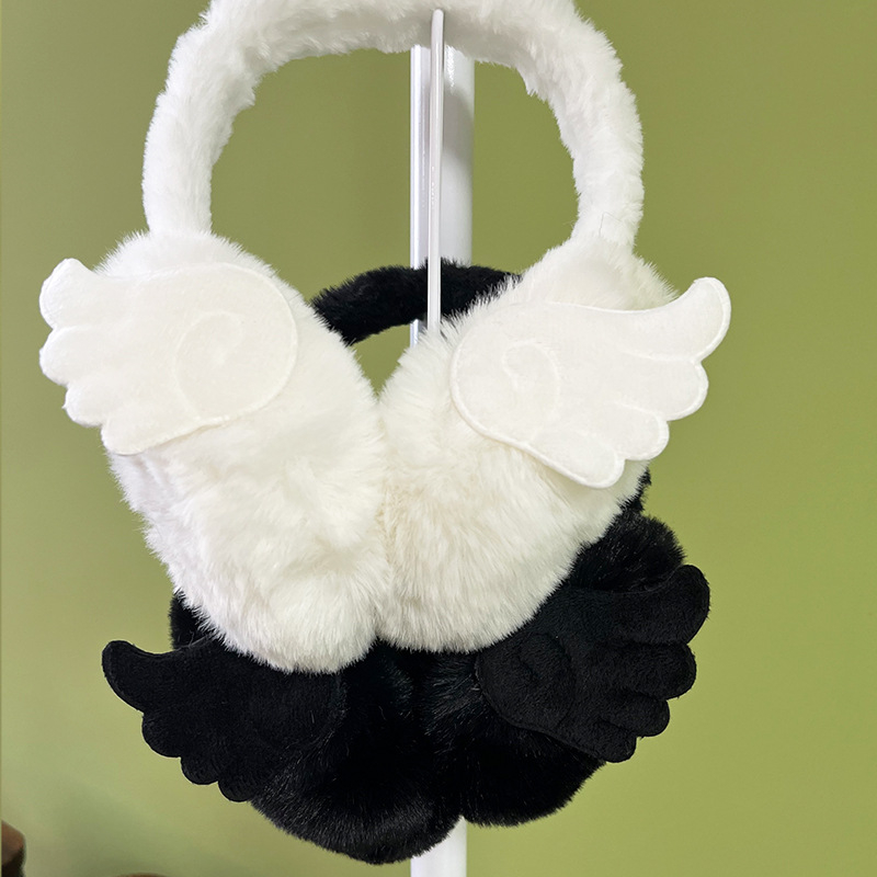 Ушни предпазители с ангелски криле за жени – акрил/изкуствена вълна, зима, сгъваем дизайн, сладък и готин стил, издание лято 2025