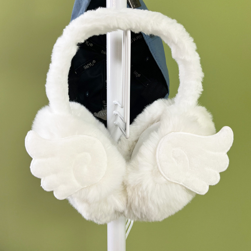 Ушни предпазители с ангелски криле за жени – акрил/изкуствена вълна, зима, сгъваем дизайн, сладък и готин стил, издание лято 2025