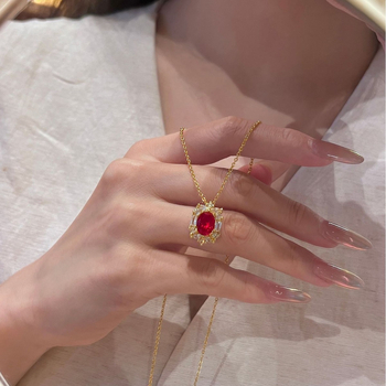 Colier din cupru cu pandantiv oval geometric, placare electroplată, lanț standard, 4–6 g