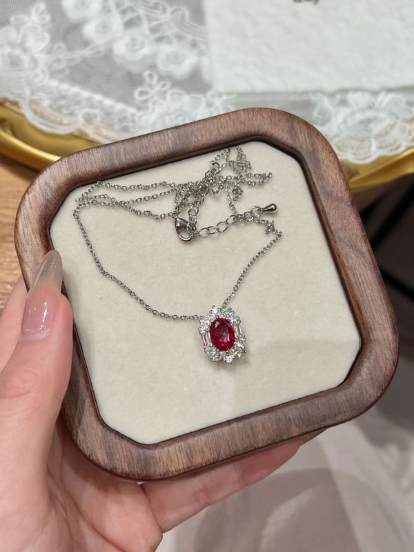 Colier din cupru cu pandantiv oval geometric, placare electroplată, lanț standard, 4–6 g