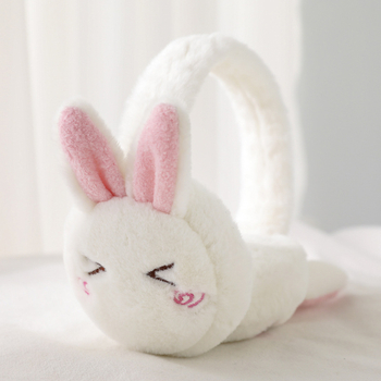 Детски ушни предпазители с мотив зайче, сгъваеми, акрил/изкуствена вълна, топли и ветроустойчиви, за момичета, зима и есен