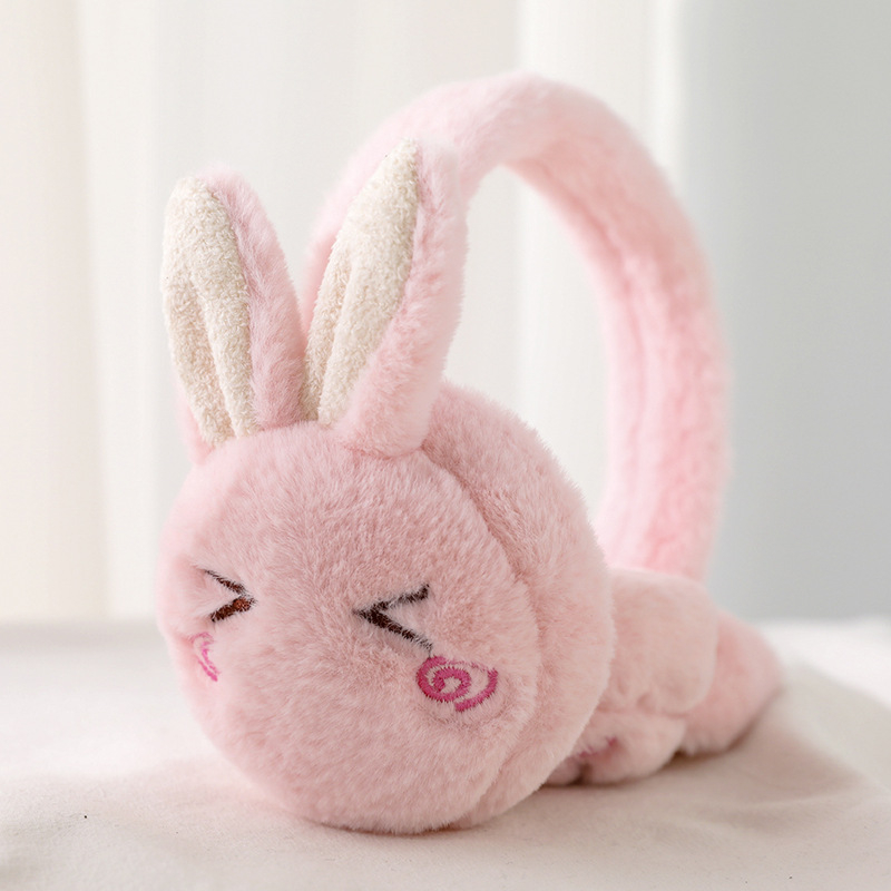 Детски ушни предпазители с мотив зайче, сгъваеми, акрил/изкуствена вълна, топли и ветроустойчиви, за момичета, зима и есен