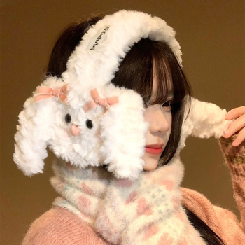 Αφράτα προστατευτικά αυτιών με σχέδιο καρτούν και φουλάρι για τον χειμώνα, unisex ενήλικες