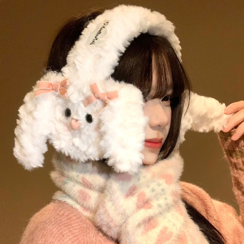 Αφράτα προστατευτικά αυτιών με σχέδιο καρτούν και φουλάρι για τον χειμώνα, unisex ενήλικες