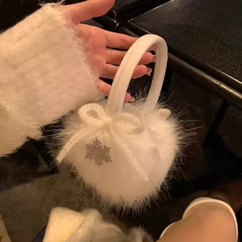Earmuffs din lână cu model fulg de nea și fundă, stil coreean, pentru femei, iarnă