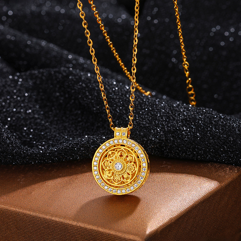 Nyaklánc — 999 tiszta ezüst medál, Chopard lánccal, elektroplating, középkori irodalmi retró stílus, nőknek, Difeng Jewelry