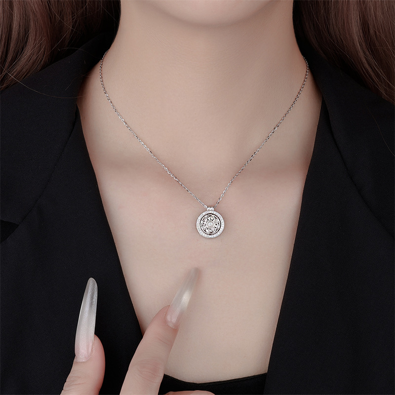 Nyaklánc — 999 tiszta ezüst medál, Chopard lánccal, elektroplating, középkori irodalmi retró stílus, nőknek, Difeng Jewelry