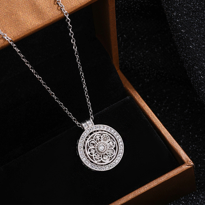 Nyaklánc — 999 tiszta ezüst medál, Chopard lánccal, elektroplating, középkori irodalmi retró stílus, nőknek, Difeng Jewelry