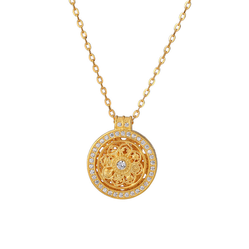 Nyaklánc — 999 tiszta ezüst medál, Chopard lánccal, elektroplating, középkori irodalmi retró stílus, nőknek, Difeng Jewelry