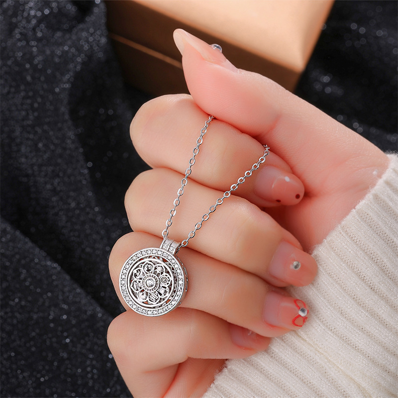 Nyaklánc — 999 tiszta ezüst medál, Chopard lánccal, elektroplating, középkori irodalmi retró stílus, nőknek, Difeng Jewelry