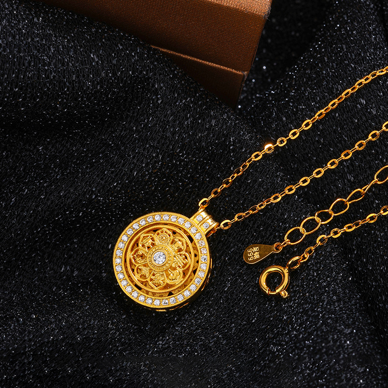 Nyaklánc — 999 tiszta ezüst medál, Chopard lánccal, elektroplating, középkori irodalmi retró stílus, nőknek, Difeng Jewelry