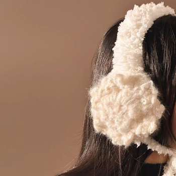 Protecție pentru urechi croșetată cu model fulg de zăpadă și curea — pluș, desen animat, unisex adulți, pentru iarnă, primăvară și toamnă