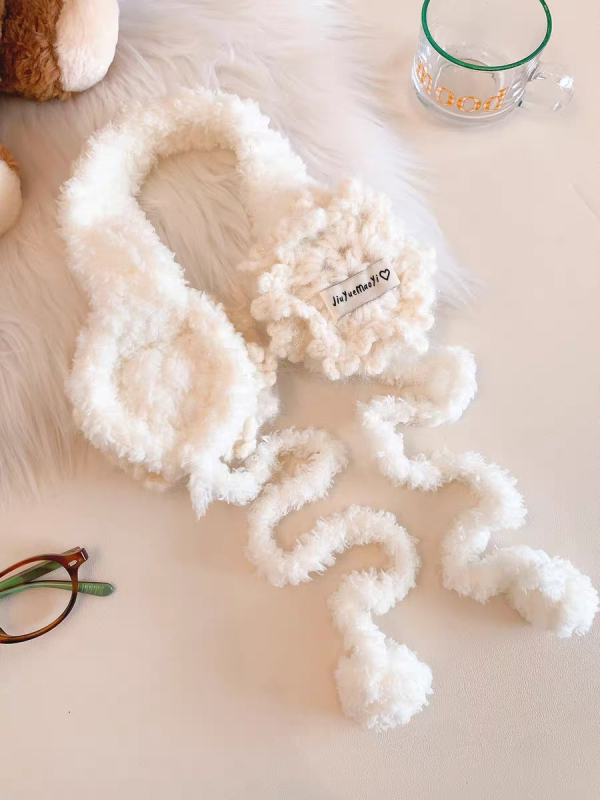 Protecție pentru urechi croșetată cu model fulg de zăpadă și curea — pluș, desen animat, unisex adulți, pentru iarnă, primăvară și toamnă