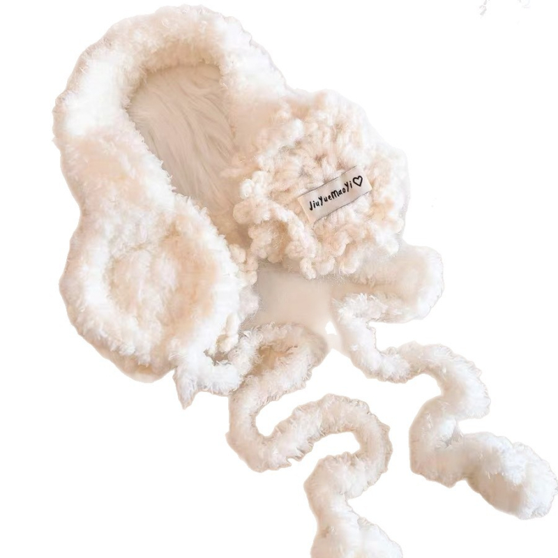 Protecție pentru urechi croșetată cu model fulg de zăpadă și curea — pluș, desen animat, unisex adulți, pentru iarnă, primăvară și toamnă