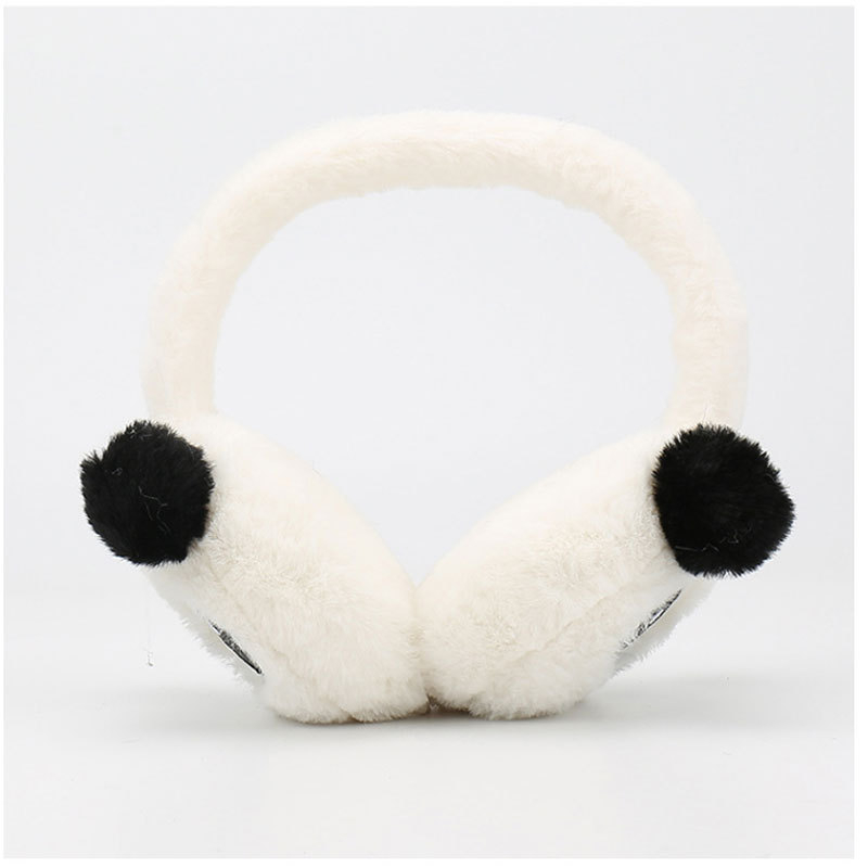 Γούνινα προστατευτικά αυτιών για ενήλικες γυναίκες, μοτίβο Panda, ανθεκτικά στον άνεμο και ζεστά για εξωτερική χρήση το χειμώνα
