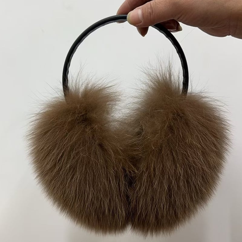 Náušníky z líščej kožušiny, teplé, zimné vonkajšie použitie, unisex
