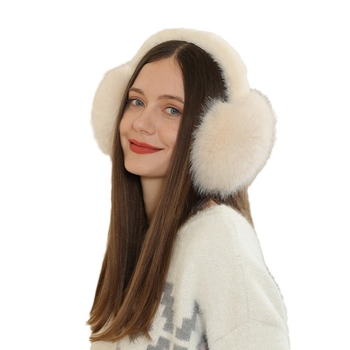 Protecții pentru urechi din blană de vulpe, calde, unisex pentru adulți, pentru iarnă și toamnă.
