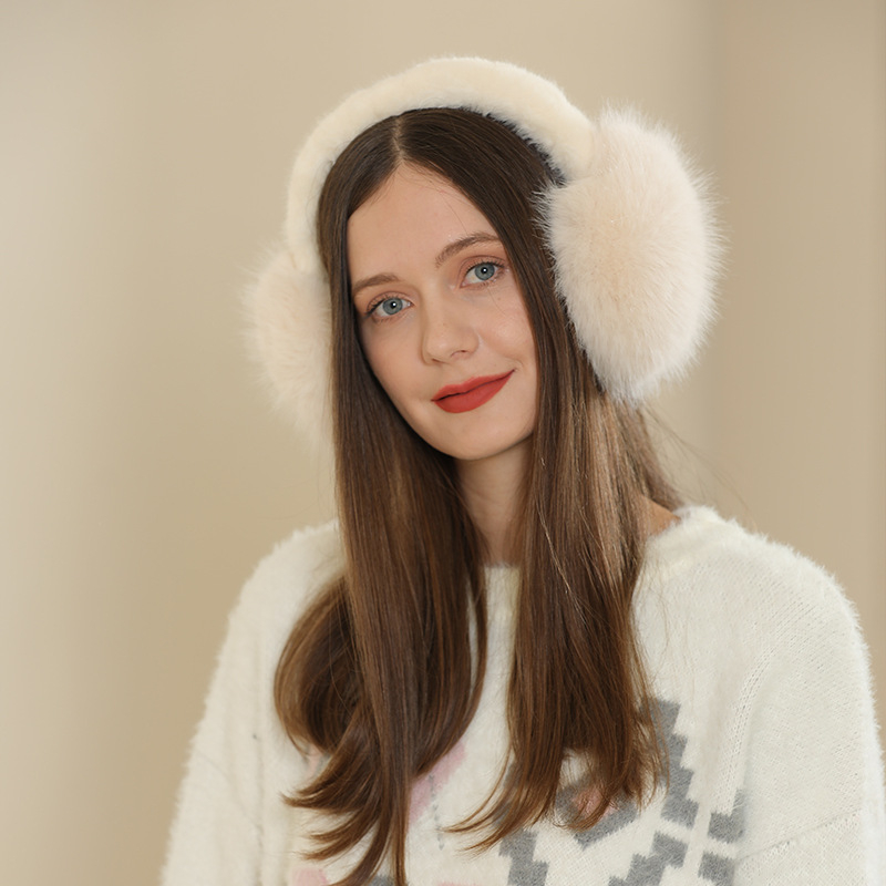 Protecții pentru urechi din blană de vulpe, calde, unisex pentru adulți, pentru iarnă și toamnă.
