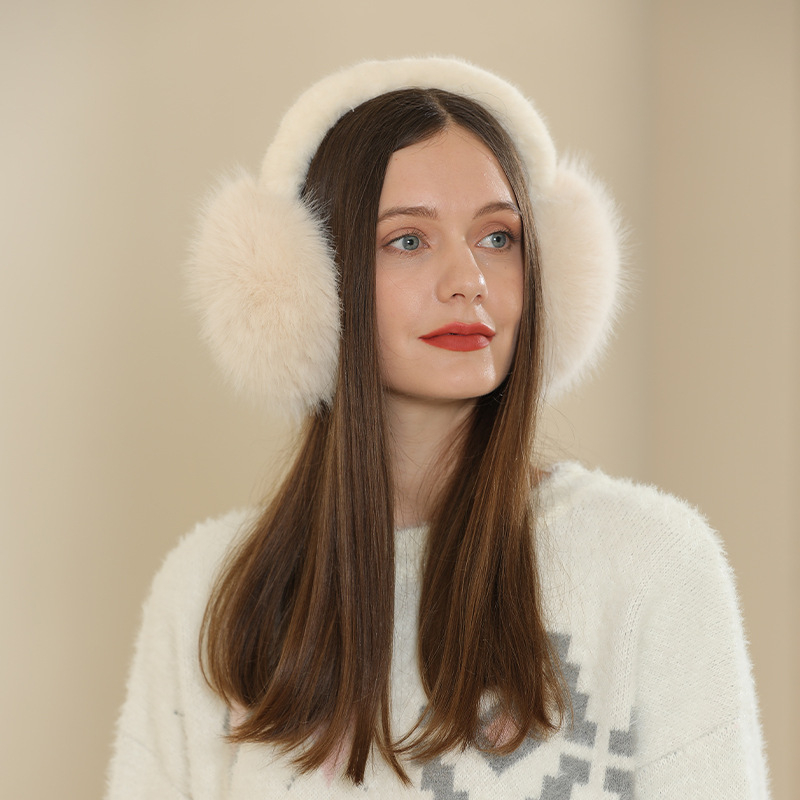 Protecții pentru urechi din blană de vulpe, calde, unisex pentru adulți, pentru iarnă și toamnă.