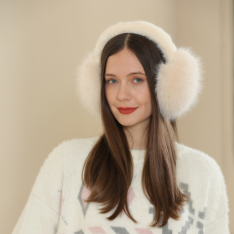 Protecții pentru urechi din blană de vulpe, calde, unisex pentru adulți, pentru iarnă și toamnă.
