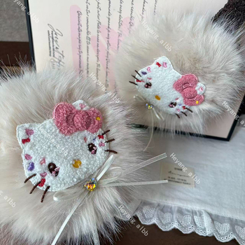 Protecții pentru urechi din pluș cu urechi de pisică, stil desen animat, pentru femei adulte, utilizare în exterior, mențin căldura, iarna 2025 (material: broderie pe prosop)