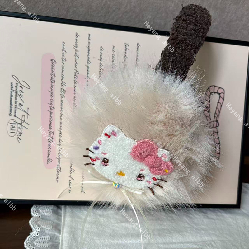 Protecții pentru urechi din pluș cu urechi de pisică, stil desen animat, pentru femei adulte, utilizare în exterior, mențin căldura, iarna 2025 (material: broderie pe prosop)
