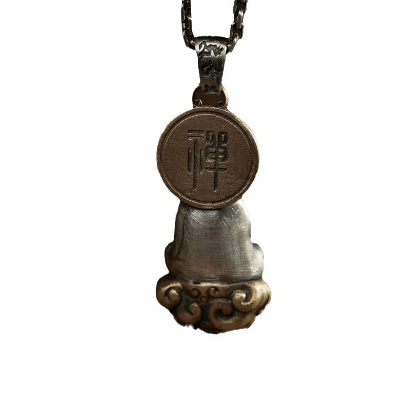 Ogrlica s Buddha-stilom malog mnicha, unisex, bakar, geometrijski dizajn, elektroplatiranje, nacionalni stil retro književno-umjetnički