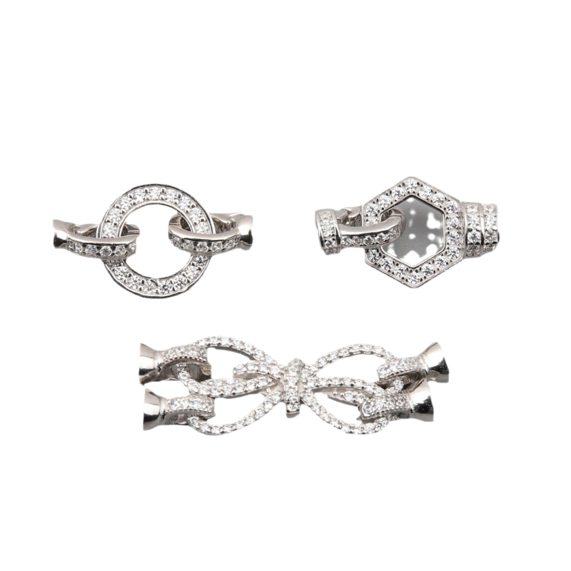 Ékszerzár ezüstből, inlay technikával, 925 tisztaság, Baifu Silver Jewelry