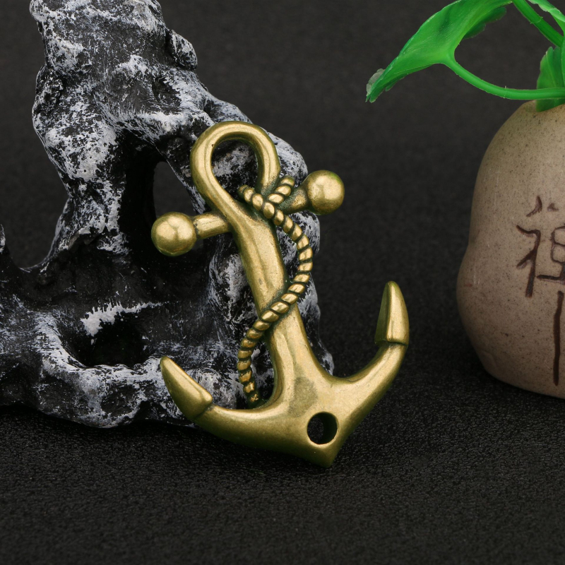 Ólomból készült horgony kulcstartó kötéllel, tengeri kormánymedál, retro rajzfilm dizájn, külön csomagolás