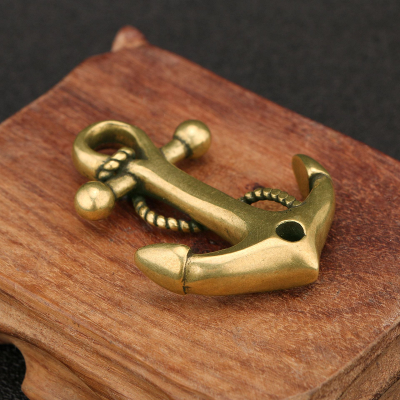 Ólomból készült horgony kulcstartó kötéllel, tengeri kormánymedál, retro rajzfilm dizájn, külön csomagolás