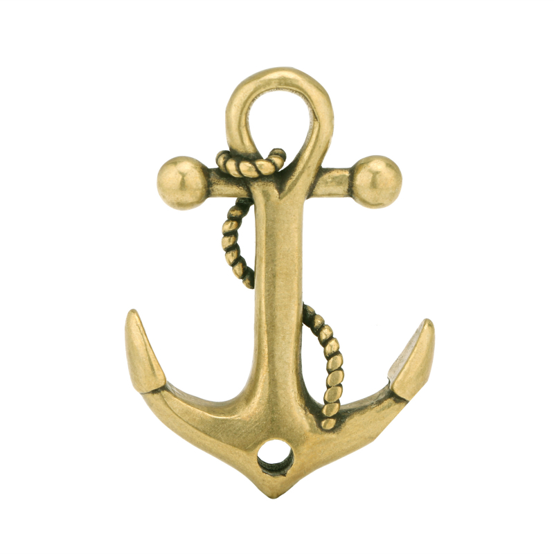 Ólomból készült horgony kulcstartó kötéllel, tengeri kormánymedál, retro rajzfilm dizájn, külön csomagolás