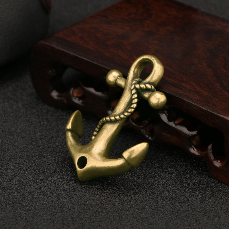 Ólomból készült horgony kulcstartó kötéllel, tengeri kormánymedál, retro rajzfilm dizájn, külön csomagolás