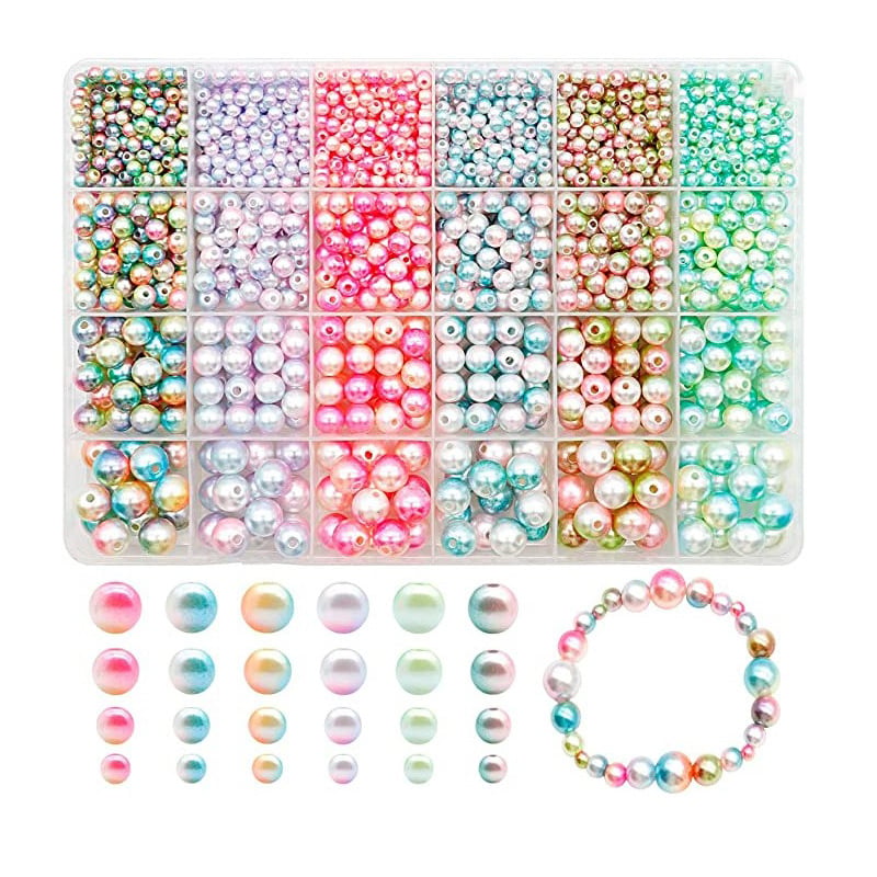 Set perli s 24 odjeljka, plastični/smolu, elektroplatiranje, plemeniti uzorak, jednostavan stil za DIY dodake