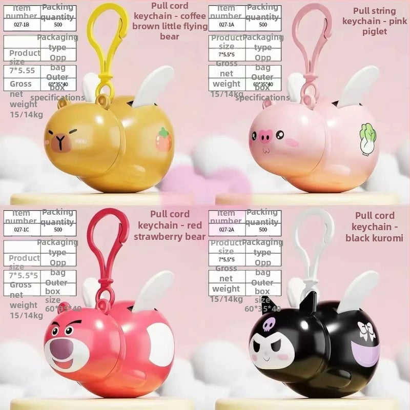 Капибара ключодържател – карикатурна пластмасова играчка, с връзка за дърпане и висулка за раница, индивидуално опакована