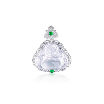 S925 srebro, zelena vršna perla, jade i kalcedon, mali Buddha privjesak, retro kineski stil ogrlica za žene