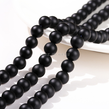 Prirodne crne ahatne okrugle labave perle za DIY izradu nakita – pogodne za narukvice i ogrlice