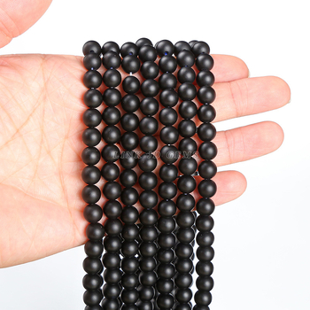 Prirodne crne ahatne okrugle labave perle za DIY izradu nakita – pogodne za narukvice i ogrlice