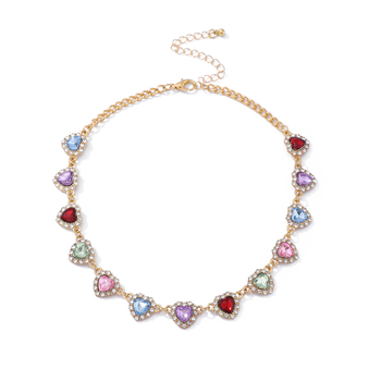 Colier de claviculă în formă de inimă, cu inserții acrilice – aliaj, design elegant