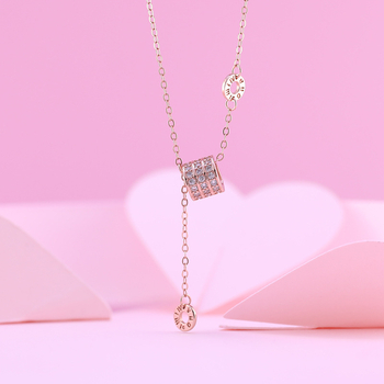 Colier din argint S925, cu diamant, pandantiv geometric, lanț încrucișat, lux ușor pentru femei