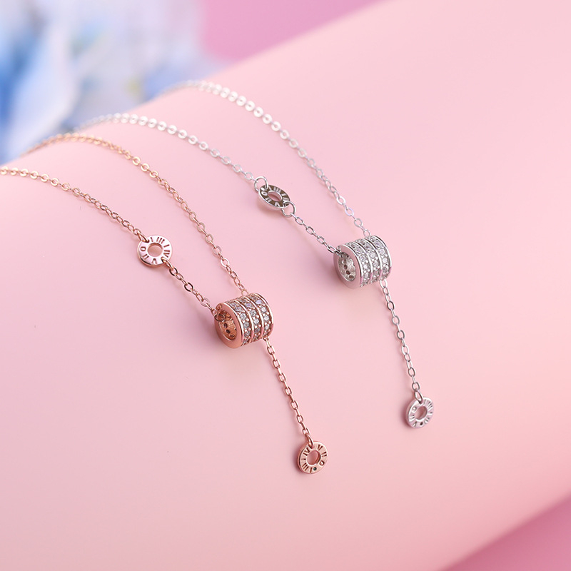 Colier din argint S925, cu diamant, pandantiv geometric, lanț încrucișat, lux ușor pentru femei