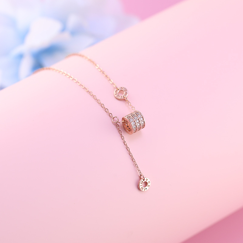 Colier din argint S925, cu diamant, pandantiv geometric, lanț încrucișat, lux ușor pentru femei