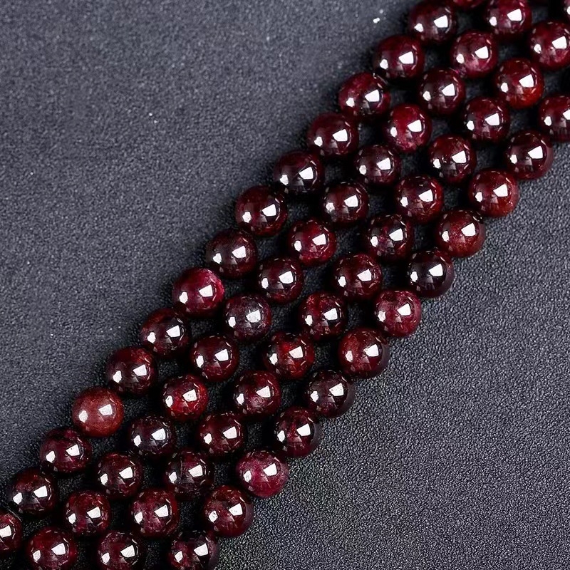 Gránát gyöngyök, polírozott, kerek, könnyed luxus stílus — Kiegészítők