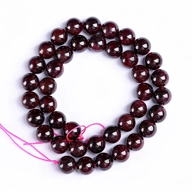 Gránát gyöngyök, polírozott, kerek, könnyed luxus stílus — Kiegészítők