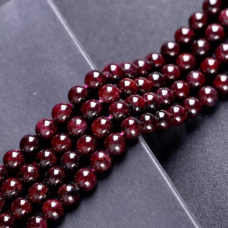 Gránát gyöngyök, polírozott, kerek, könnyed luxus stílus — Kiegészítők