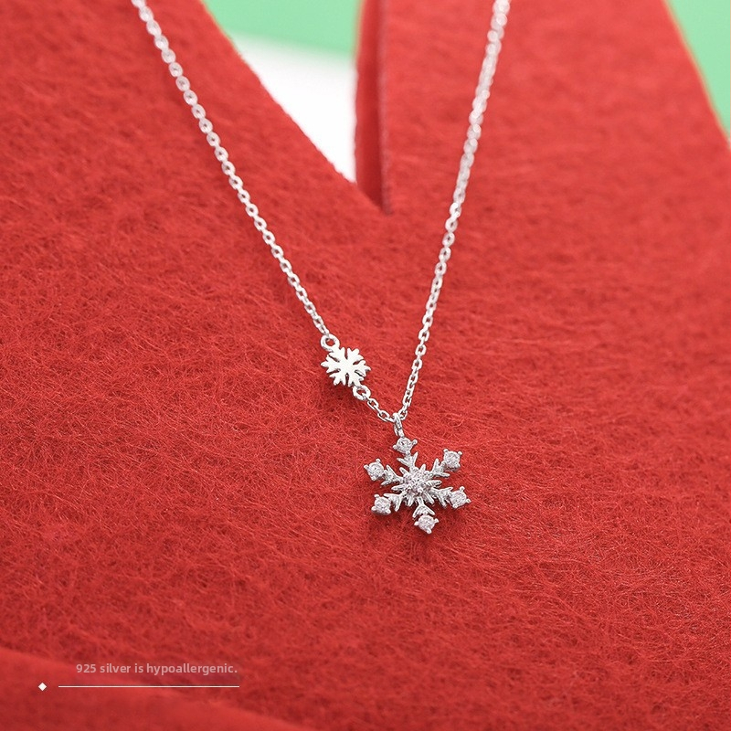 Colier din argint 925 cu ful de zăpadă, lanț încrucișat, 41–50 cm, ~1,1 g